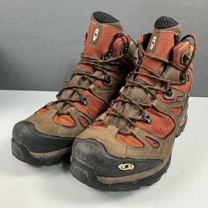 Salomon 3D GTX Gore Tex Waterproof Hiking Boots Brown Orange Mens 10.5